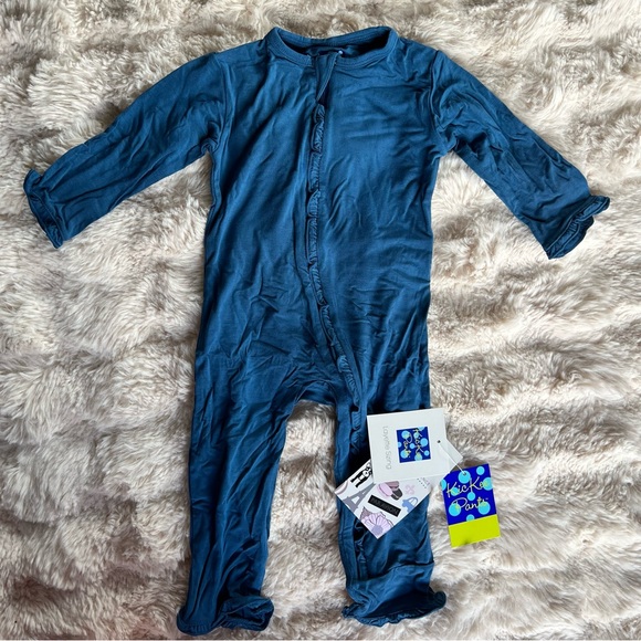 KicKee Pants Muffin Ruffle Coverall with Snaps in Twilight - Picture 2 of 7